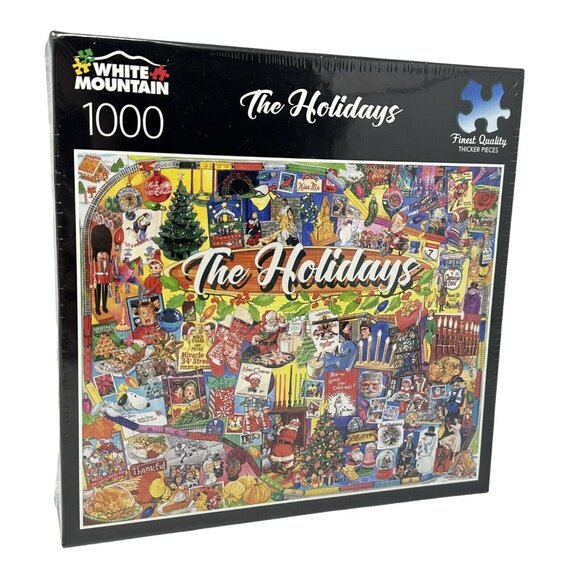 White Mountain The Holidays Puzzle 1000 Pieces Christmas Icons Collage - Picture 1 of 6